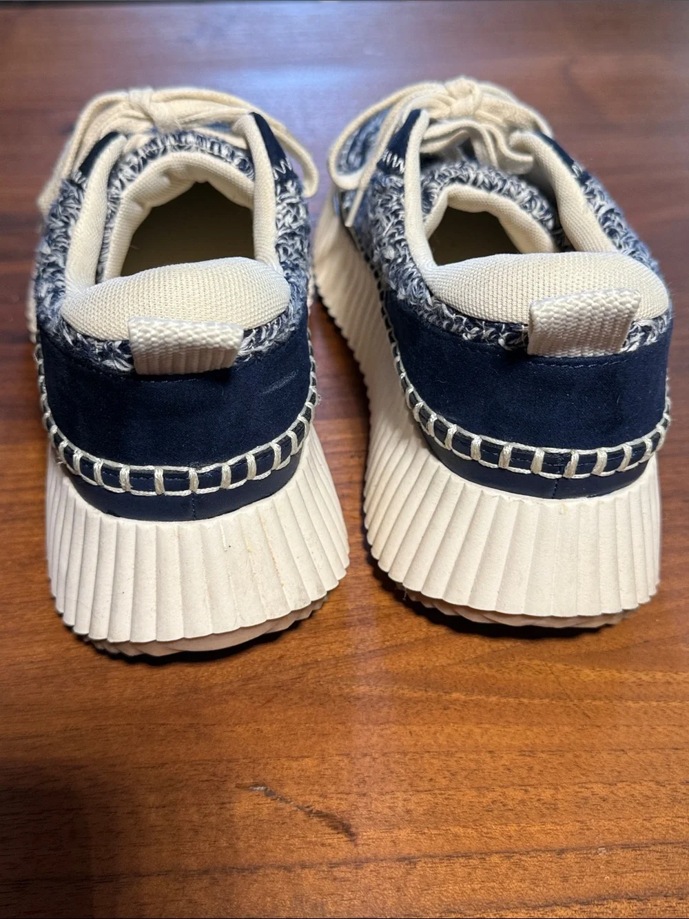Dolce Vita Navy & Cream Women's Multi-woven Lace-Up Platform Sneakers